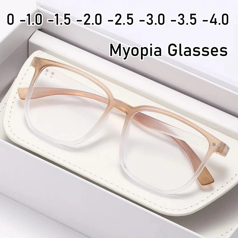 Neutral Classic Square Myopia Glasses High-definition Blue Light Blocking Glasses Fashionable and Trendy Myopia Glasses To-4.0