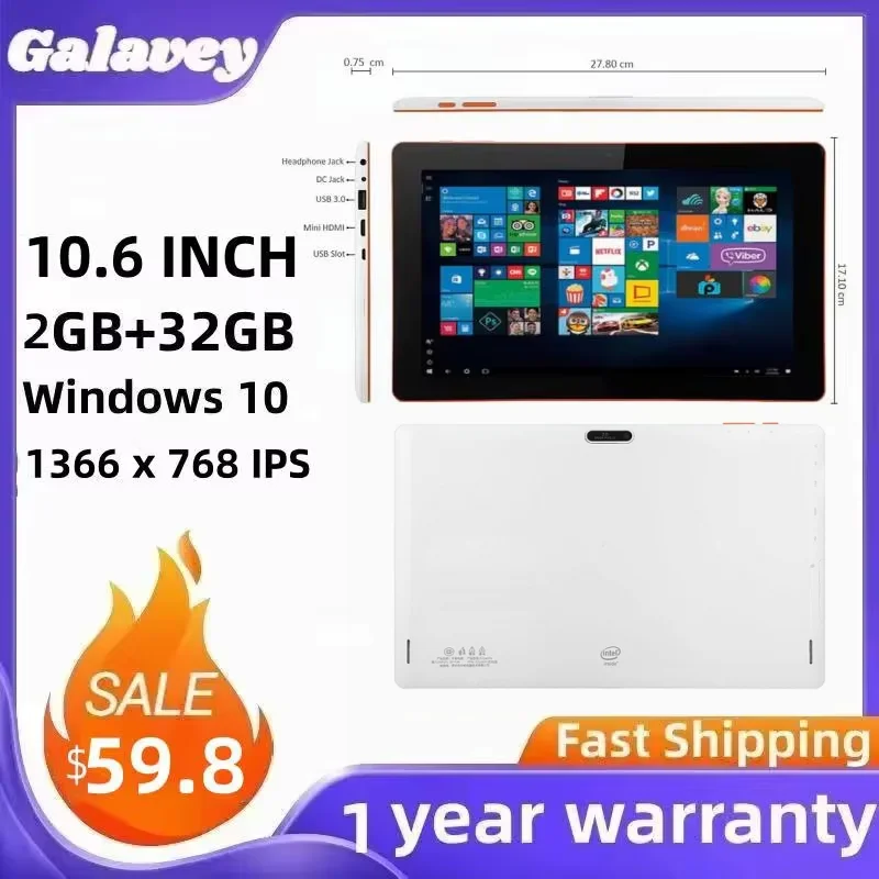 Tablette Windows 10,6 pouces, 2 go + 32 go, stylet gratuit Z3735F Quad Core, 1366x768, IPS, écran WIFI, vente en gros