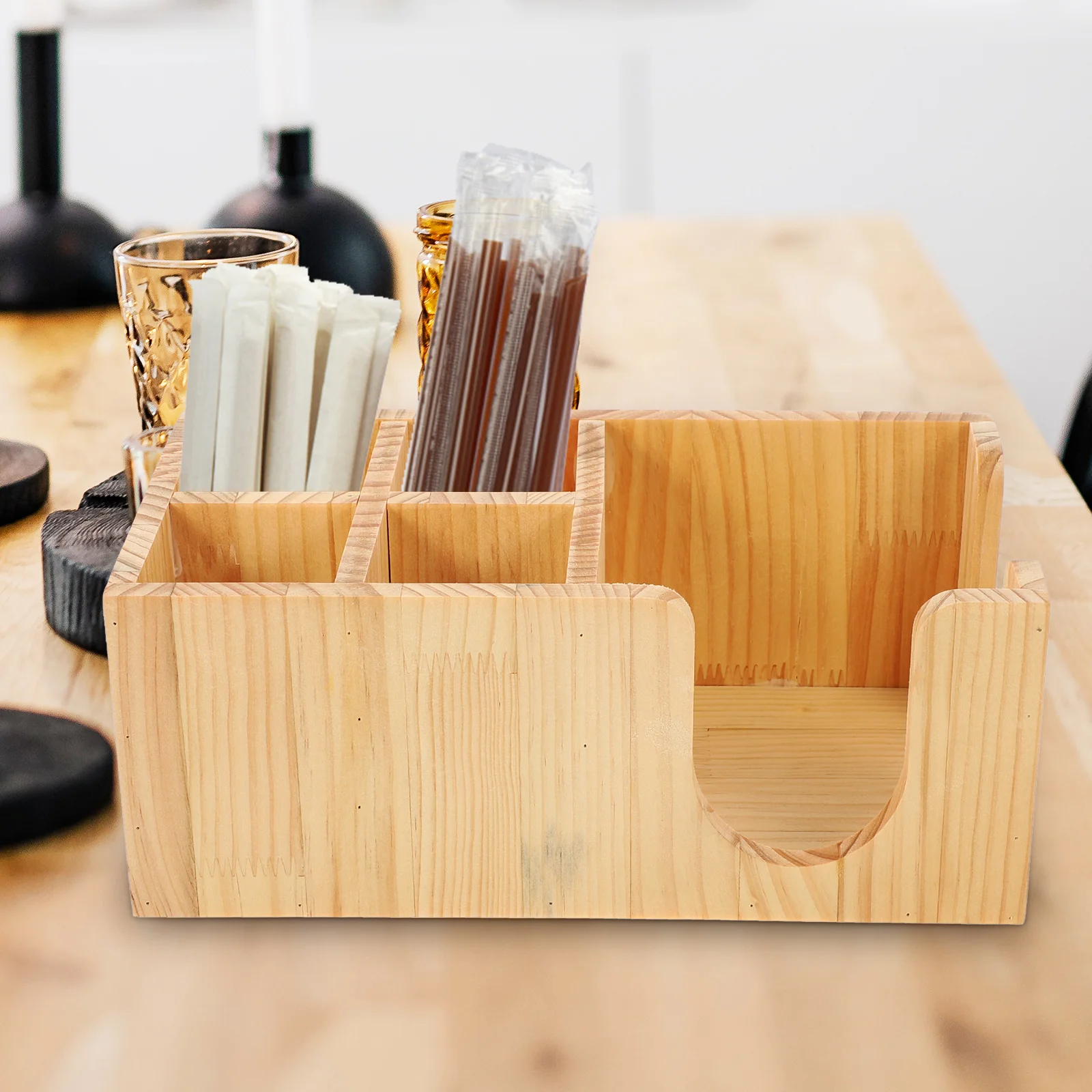 

Wooden Storage Rack Coffee Bar Supplies and Tea Organizer Shop for Station Home