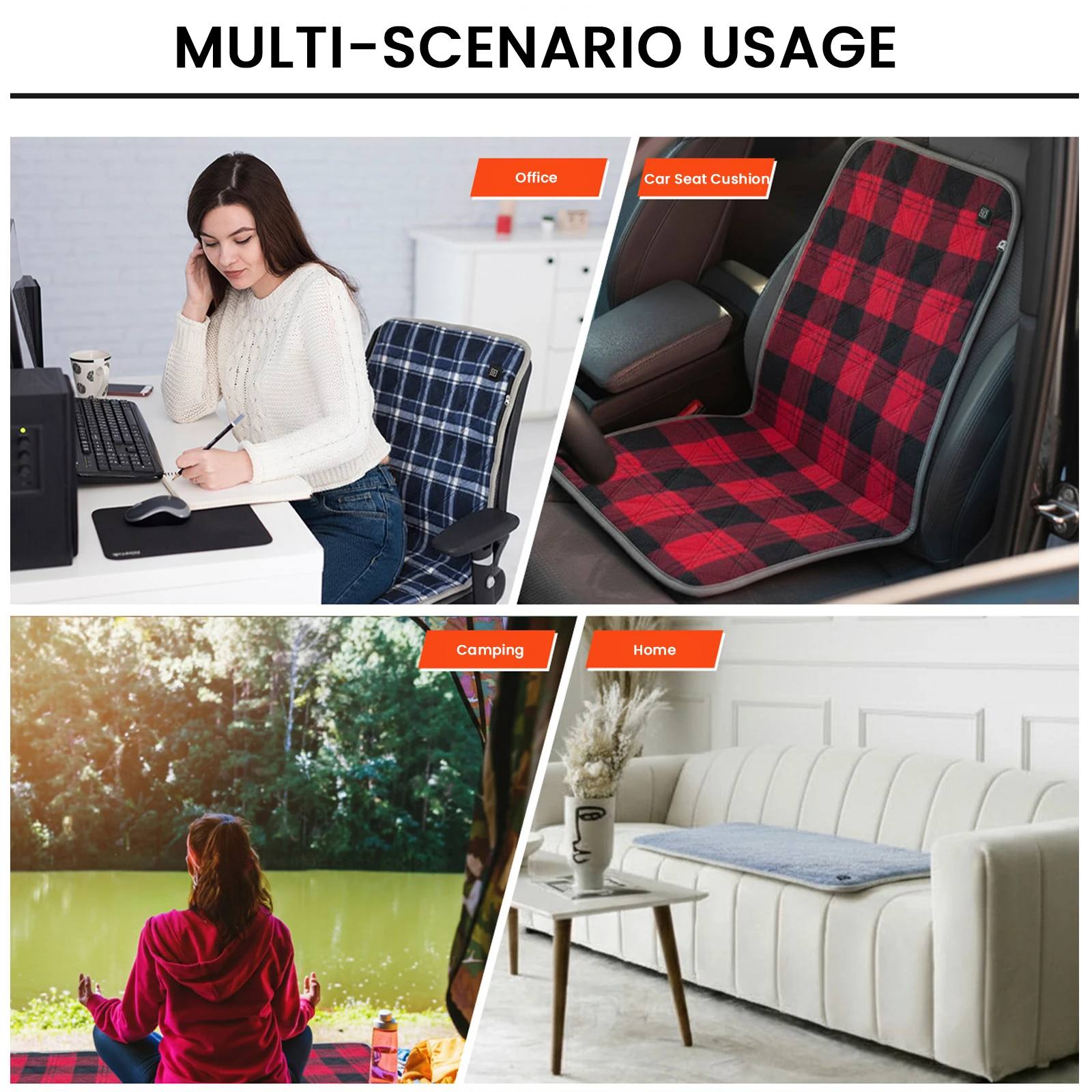 

5V USB Heating Pad Seat Warmer 3-Level Temperature Foldable Heated Seat Pad Power Bank Not Included for Camping Fishing Office