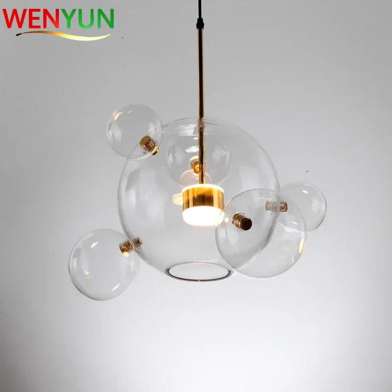 

2026 Scandinavia Frosted Glass Bubble Indoor Ceiling Chandelier Light,Hanging Suspension Restaurant Living Room Home Decor Lamp
