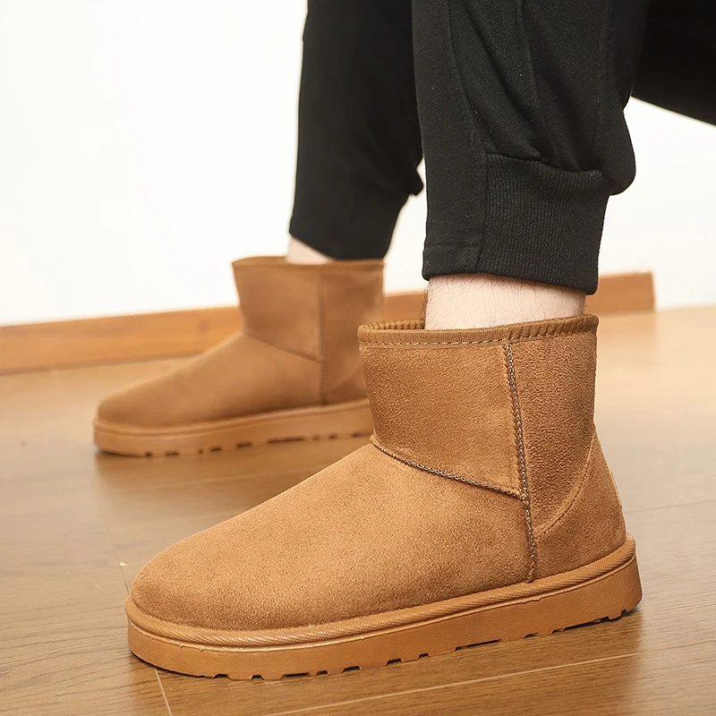 الكلاسيكية زوجين الجلد المدبوغ الثلوج أحذية رجل كبير الحجم 47 الانزلاق على أفخم الأحذية الدافئة الرجال الشتاء الأحذية منصة عدم الانزلاق الرجال حذاء من الجلد #2