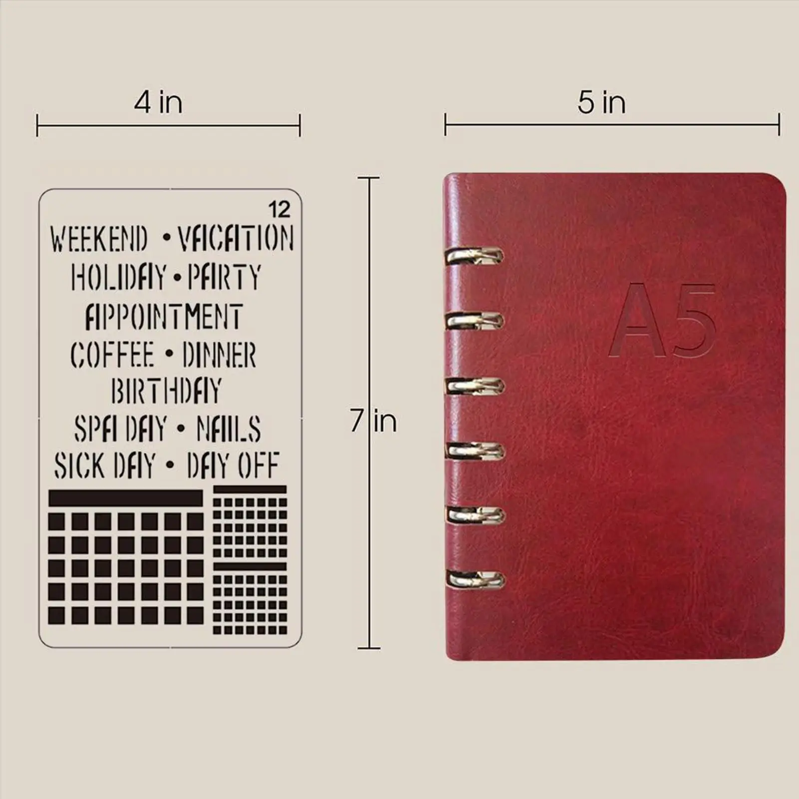 18 PCS Journal Stencil Plastic Planner Set for Journal Notebook Diary Scrapbook DIY Drawing Template Journal Stencils 4x7 Inch