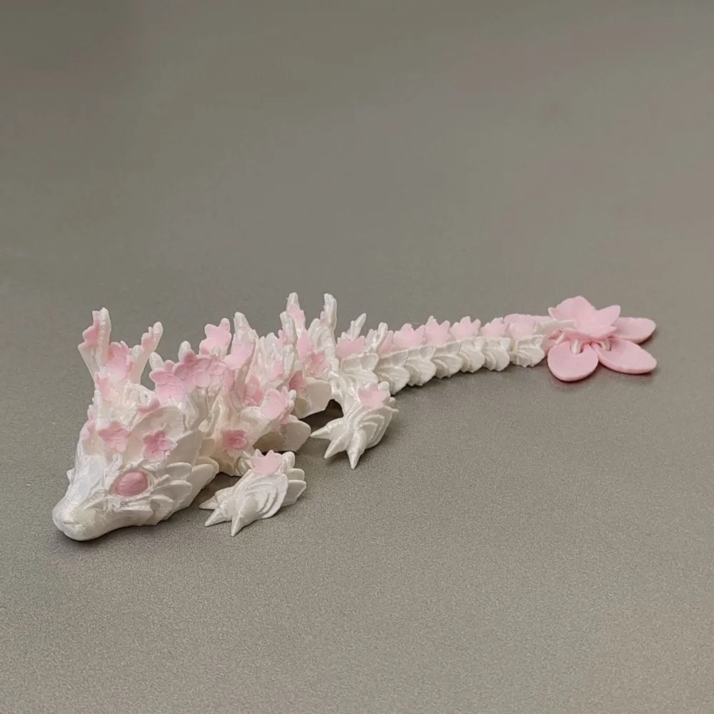 New Rotatable Articulated Dragon 3D Printed Cherry Blossom Dragon Crystal Dragon Fidget Home Office Decor