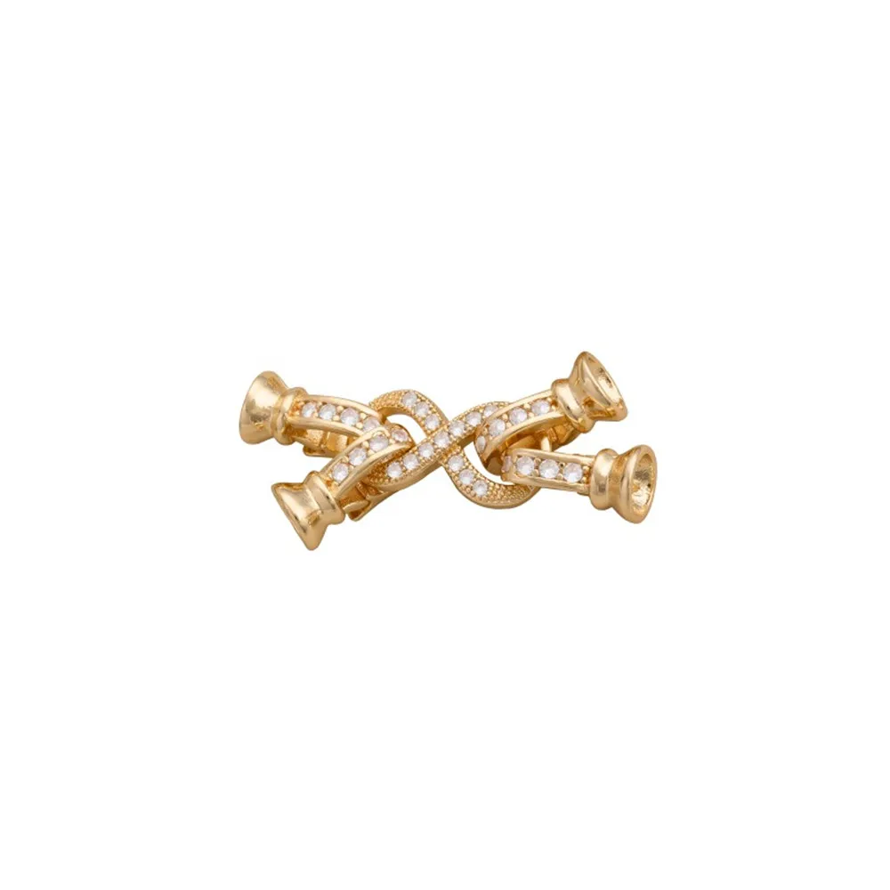 

1pcs 14K Gold-encrusted Zircon 8-shaped Double-breasted Pearl Necklace Connecting Buckle Diy Jewelry Accessory Bracelet Clasp