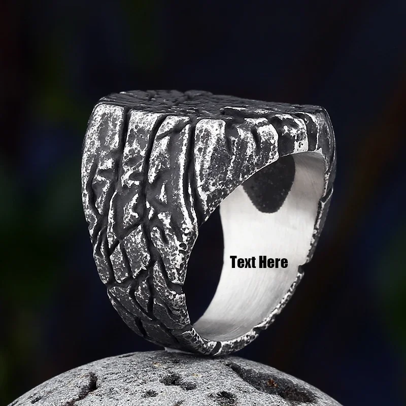 Vintage 2024 New Retro Design Stainless Steel Cracks Ring HipHop For Man Women Square Anels Party Gift Charm Cool Jewelry