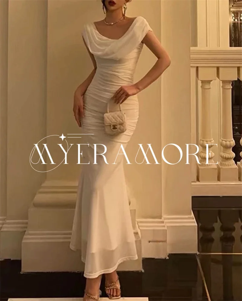 فساتين زفاف أنيقة حورية البحر تول قبالة الكتف فستان عروس من الساتان طول الكاحل رداء حفلات مخصص فيستدوس دي نوفيا #5