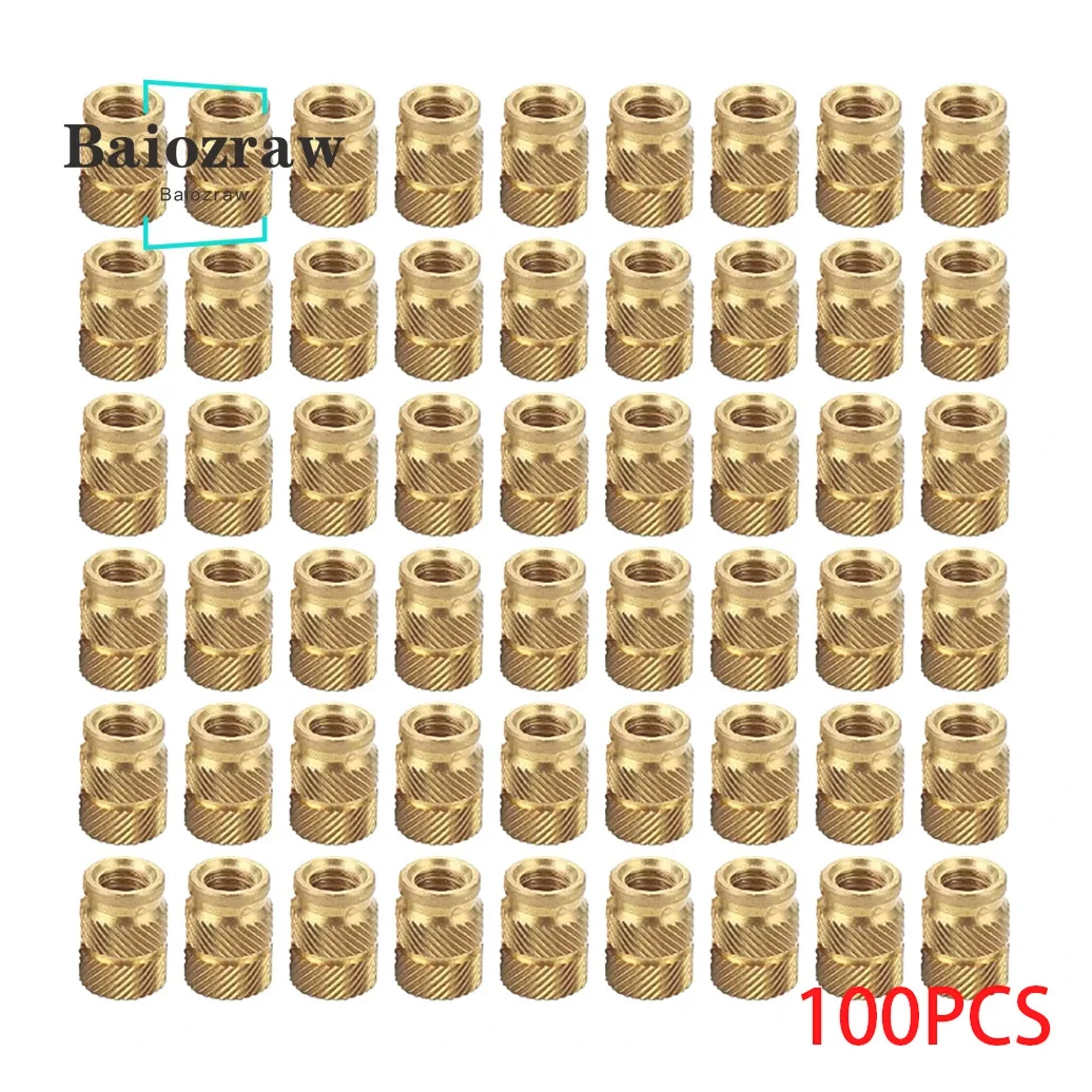 Baiozraw impressora 3d 100 pces m3 schroefdraad inserção de confusão injeção de inserção noten quente-derretimento moer m3x5x4 para voron peças