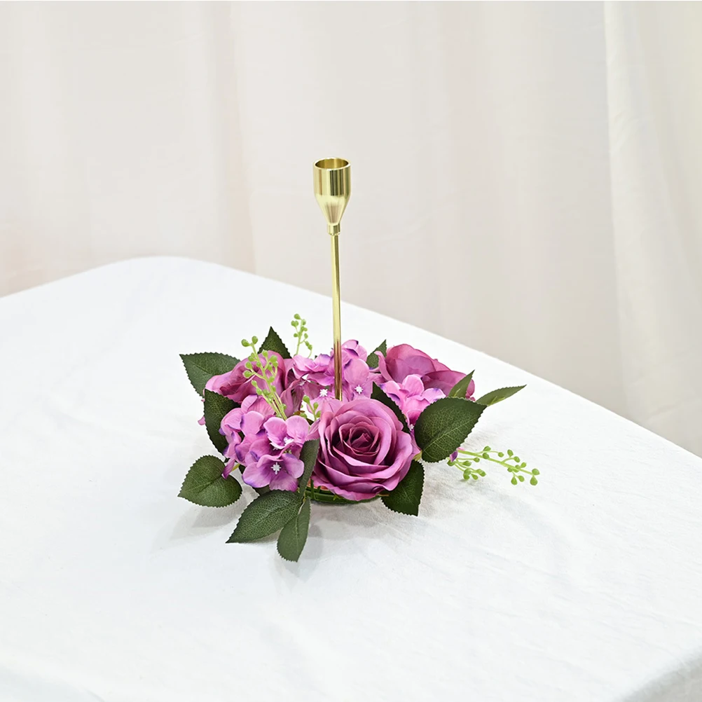 

2pcs Realistic Rose Wedding Ring Banquet Table Centerpiece Decorative Floral Artificial Flower Party Decoration