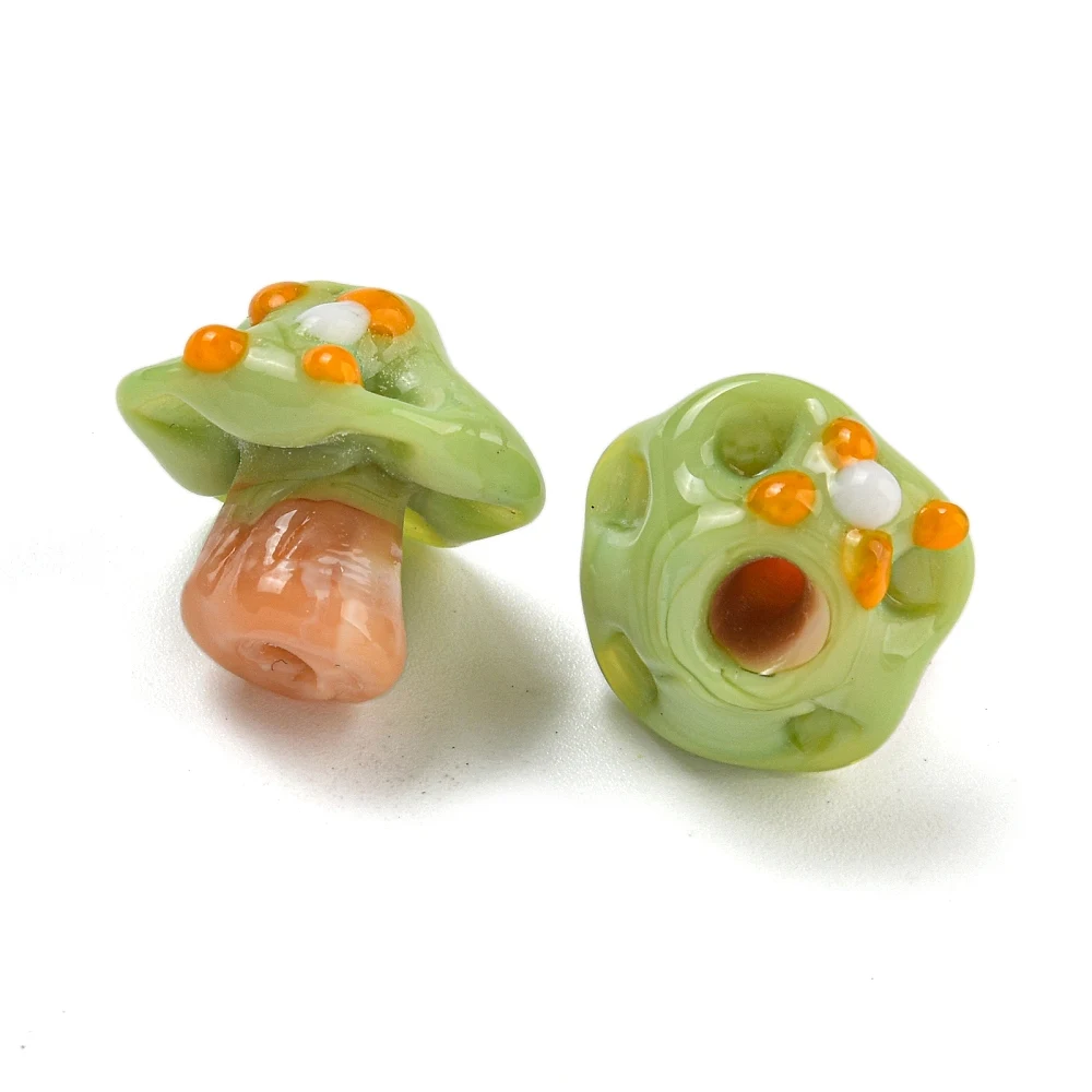

10pcs Handmade Bumpy Lampwork Beads Mushroom Glass Beads for Handmade DIY Jewelry Bracelet Earrings Accessories