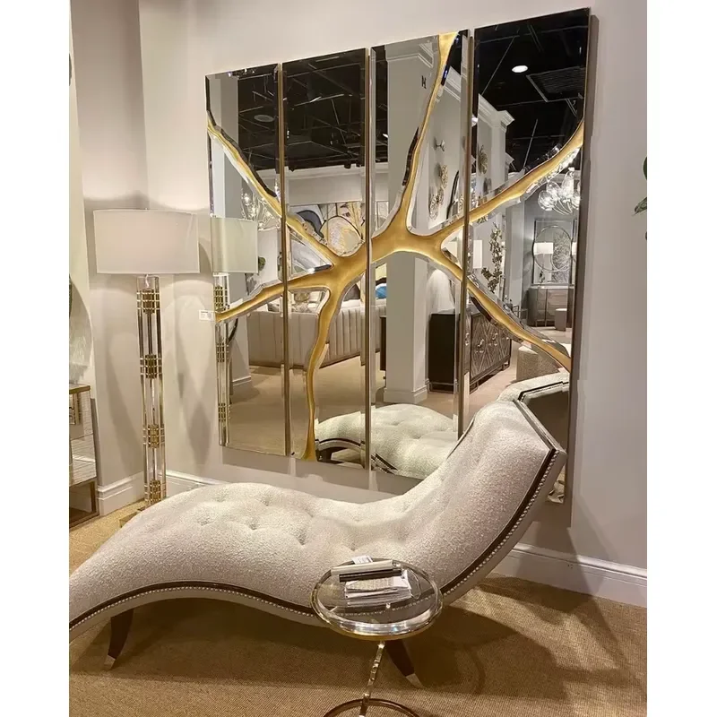 Luxury Gold Wall Mirror Set 4 Piece Unique Design Decorative Living Room Home Hotel High Quality Modern Art Decoration 4