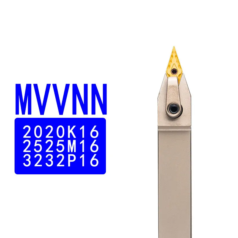 

Spring Steel MVVNN Turning Tool Holder White Nickel Plated CNC Lathe External Tool Holder MVVNN2020K16 MVVNN2525M16
