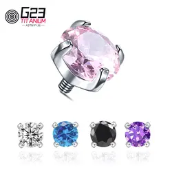10pcs G23 Titanium Microdermal Piercing Labret Lip Stud Crystal zircon Dermal Anchor Top Internally Thread Ends Body Jewelry