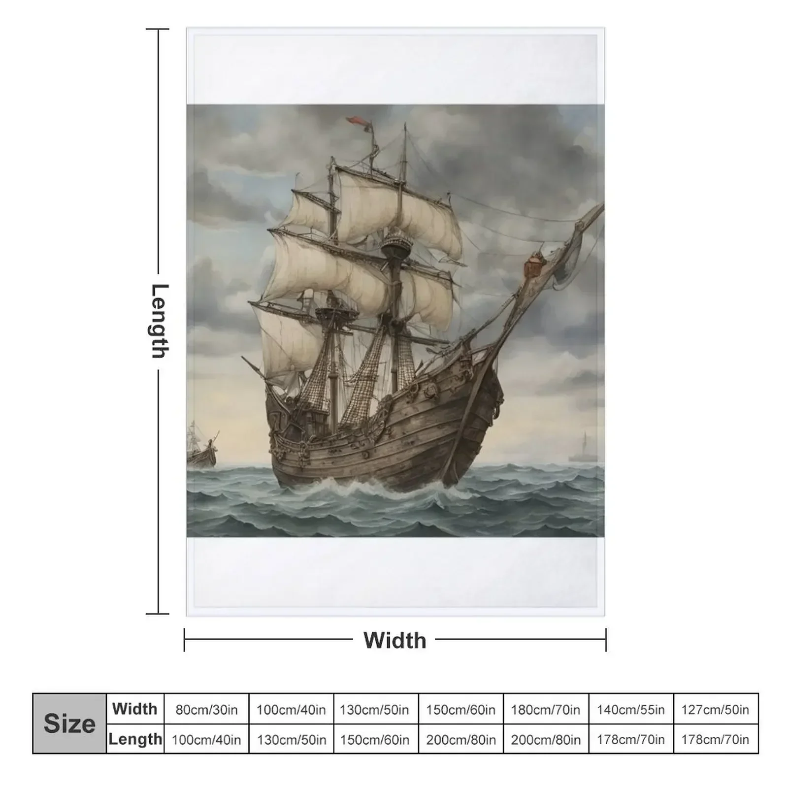 Medieval ship at sea without crew Throw Blanket Flannel Fabric Blankets For Bed Blankets