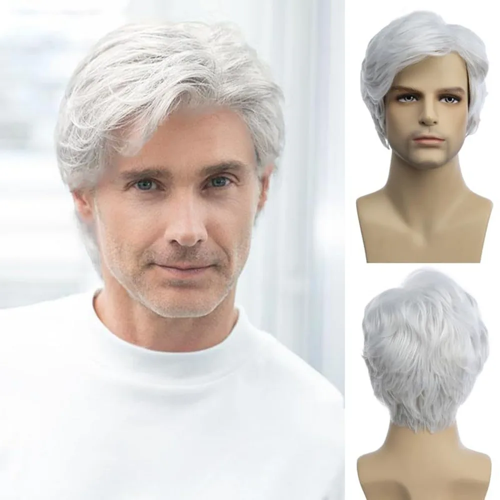 Short Natural Curly Synthetic Wig for Men Heat Resistant Fiber Young Adult Male Hair Wigs