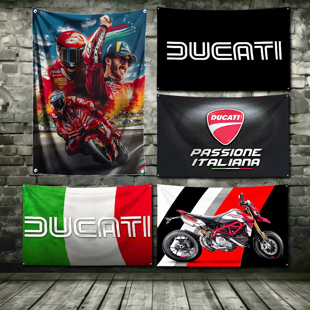 3x5 Ft Motorcycle Racing Flag Polyester Digital Printing Banner for Garage Wall Art Out Door Decoration D-d-ducatis- Grommets