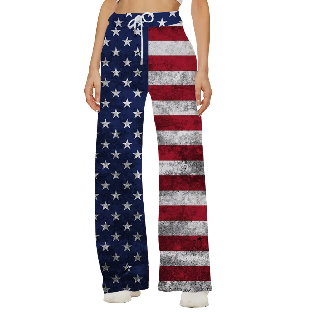 

Women Bottoms American Independence Day Sweatpants Wide Leg Pants Trousers High Waist Women Casual Female Trousers Streetwear