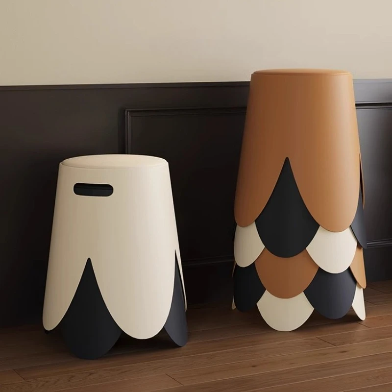 Modern simple plastic stackable round stool dining room chairs Chairs for kitchen Dresser chair Hallway ottoman home furniture