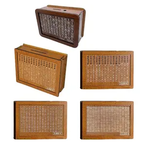 صندوق توفير المال الخشبي بنك تخزين الأموال مع أهداف النقود القابلة لإعادة الاستخدام اليدوية صندوق أصبع علبة تخزين أفضل 8 بنوك أصبع أطفال مبيعات - رقم 4