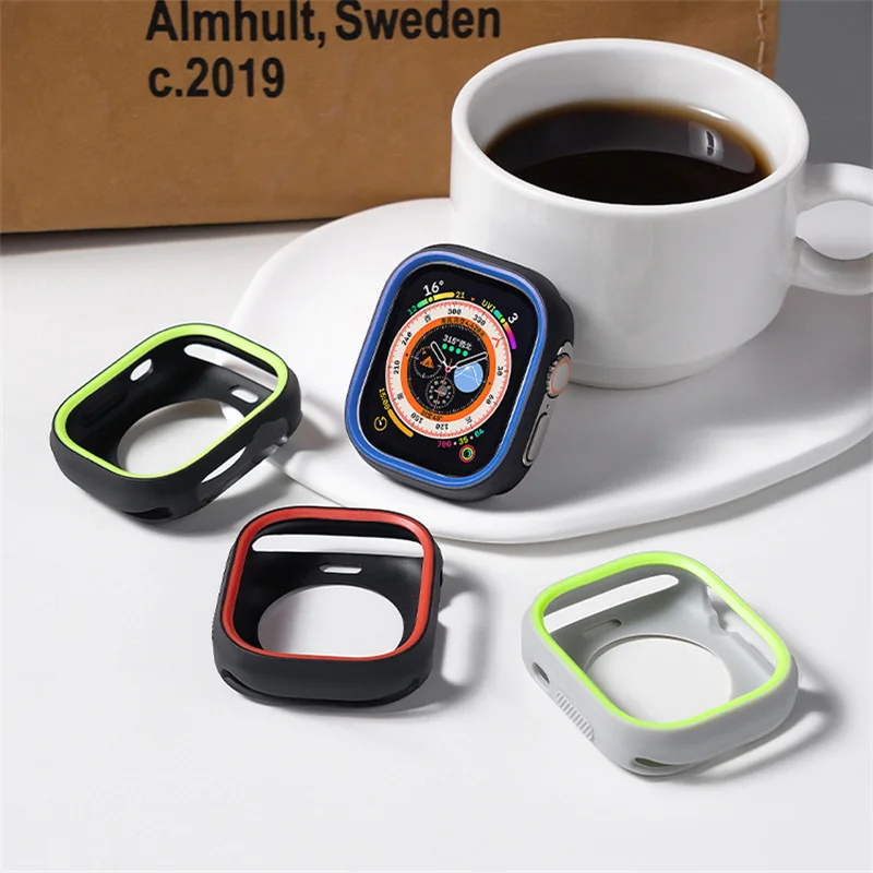 Funda de silicona suave para Apple Watch Ultra 2, cubierta para apple Watch 8, 45mm para iWatch Series 9 8SE, 49mm, 44MM, accesorios