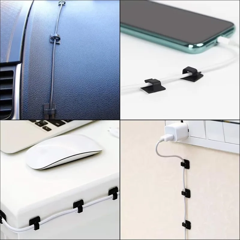 30 /60PCS Adhesive Cable Clips, Cable Staples Cord Holder, Wire Organizer for Wall, Desk, Car, TV PC Ethernet Cable