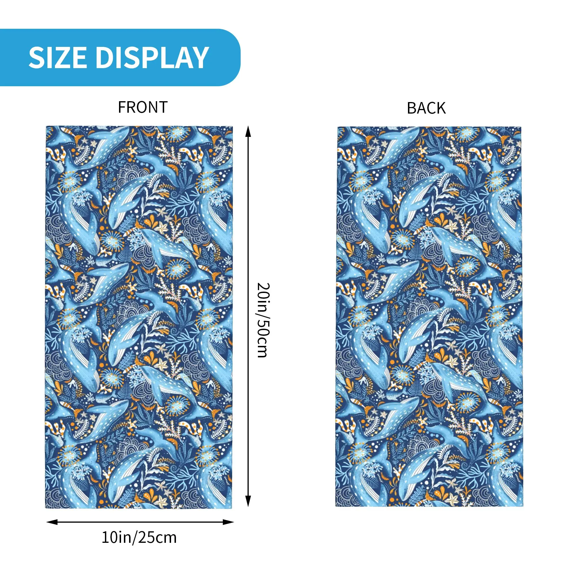 Custom Watercolour Shark Bandana Neck Gaiter Windproof Face Scarf Cover Women Monochrome Ocean Animal Headwear Tube Balaclava