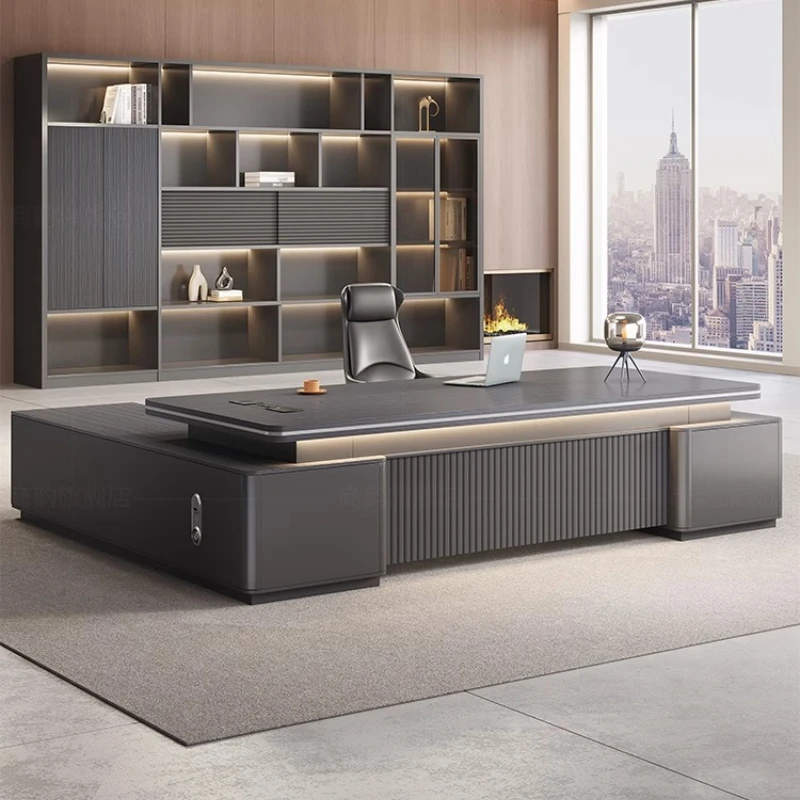 Wooden Business Boss Desk Storage Light Luxury Customized Designer Vintage Desk Chinese Work Conference Escritorio Furniture