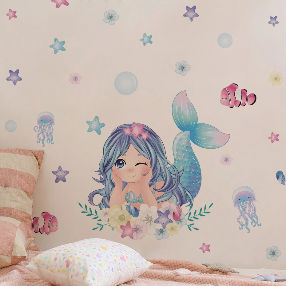 Niedliche Cartoon-Meerjungfrau – Baby Nursery Decor Girl Bewertung und Preis