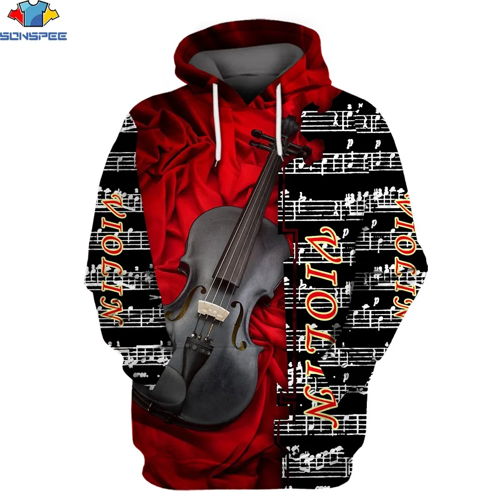 

SONSPEE 3D Printed Fall Winter Men's Women's Hoodie Long Sleeve Violin Classic Music Sports Casual Street Pullover Pocket Jacket