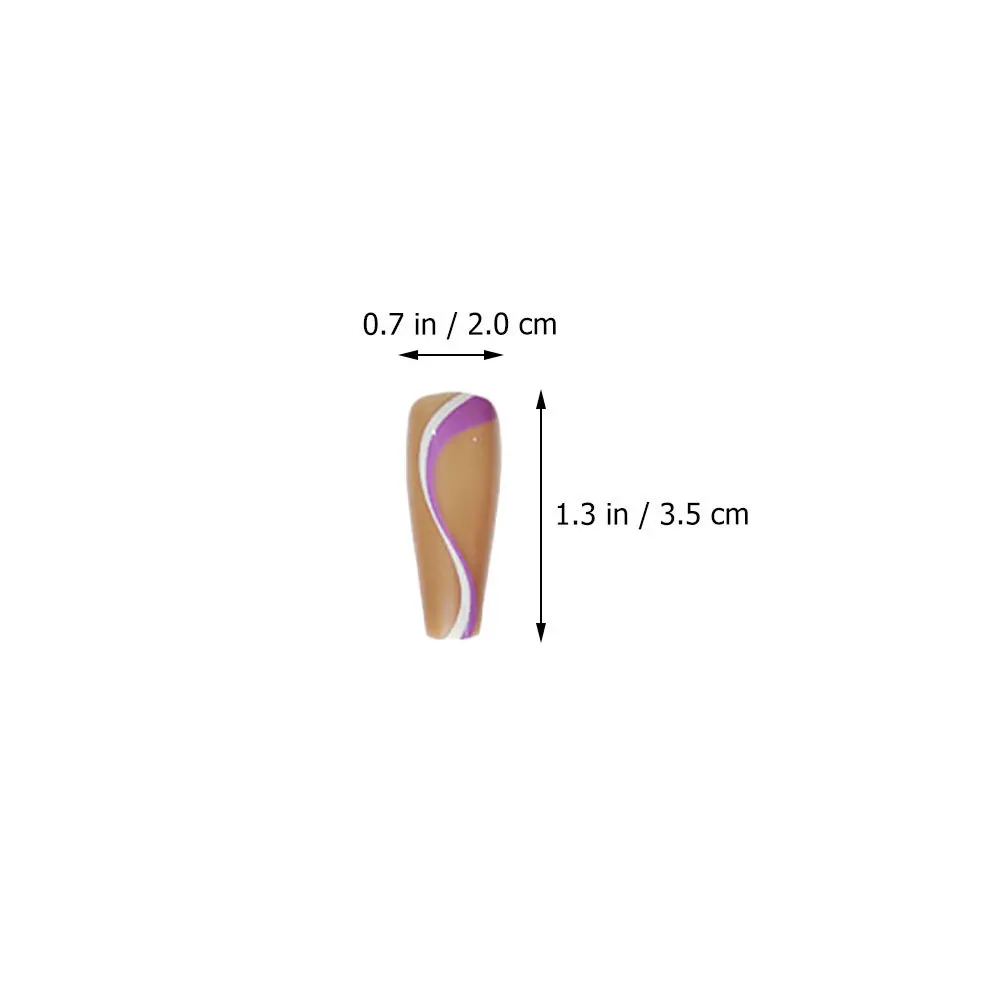 

48Pcs Line Pattern Flat Top False Nails Long Full Cover Salon Fake Nails Manicure False Nail Stickers Durable Fingernail Decors