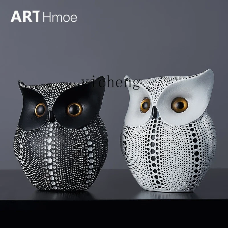 

ZK Nordic wine cabinet small ornament owl polka dot artwork soft decoration office desktop bookshelf modern simple decoration