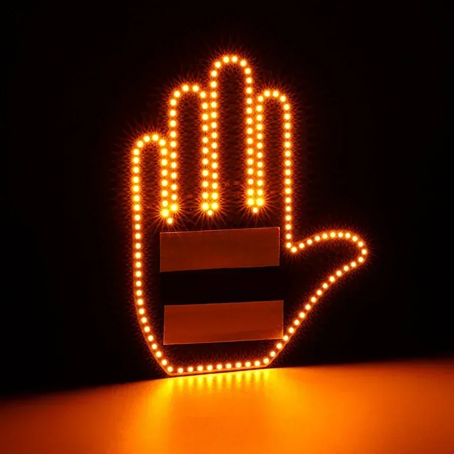 

Universal Gesture-Control LED Amber Warning Lamp - Remote Operated Rear Windshield Light for Car Interior Decor & Safety