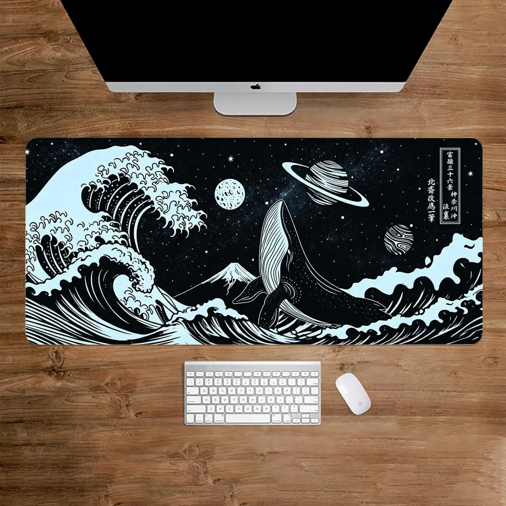 Space of Kanagawa Surfing Mouse Pad Desk Accessories Desk Mat Gaming Mats Setup Mouse Pads Mousepad Rug Laptop Desktop Decor