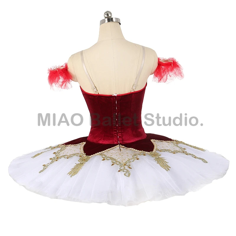 Burgundy white ballet tutu Professional ballet competition classical Tutu 11 layer Pancake performance costume women 0475