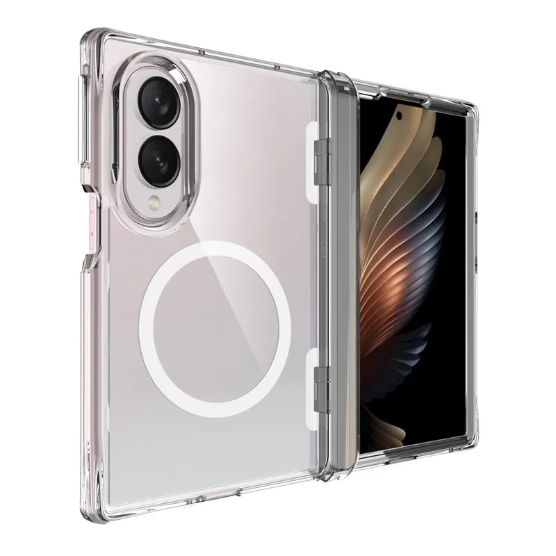 Für Samsung Galaxy Z Fold 8 5G Klare Hülle für MagSafe Magnetisch mit Scharnierschutz Stoßfeste Transparente Schutzhülle