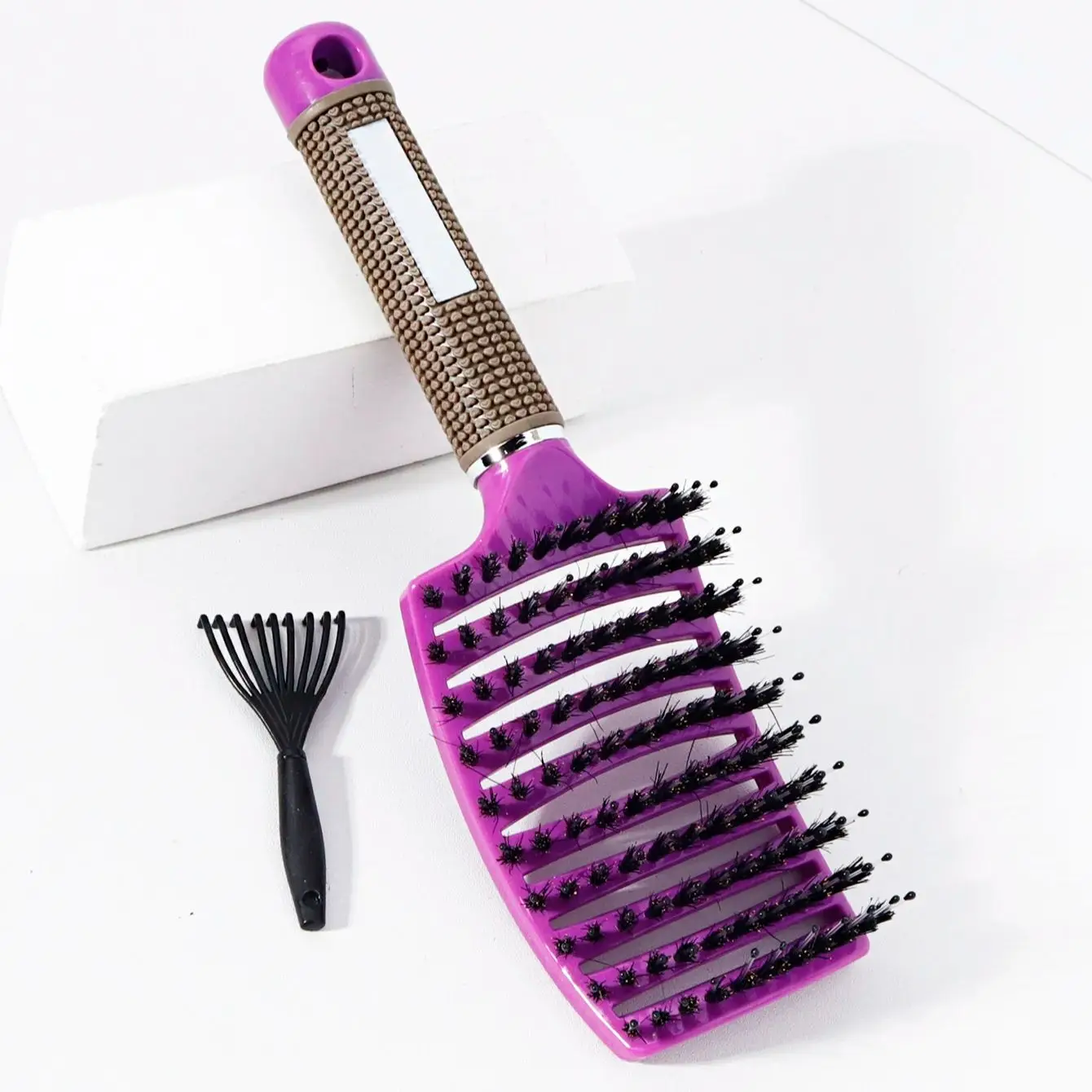 2pcs comb set, bristle large curved comb and cleaning claws, curved ventilated large curved comb,Special for real hair wigs image 3