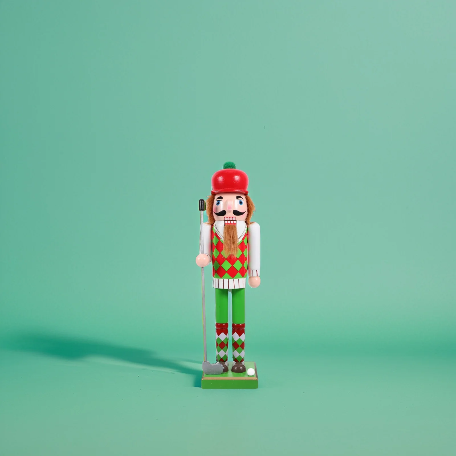 Traditional Wooden Nutcracker Christmas Statue Golf Theme Xmas Decoration Festive Holiday Ornament Wood Xmas Nutcrackers