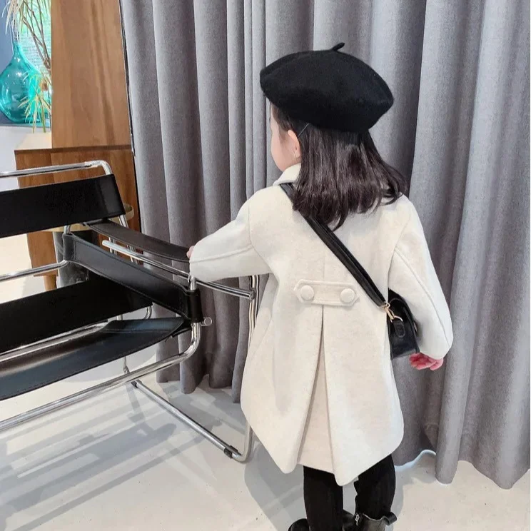 2026 Autumn And Winter New Korean Solid Color Simple Children Coat Winter Girls Cotton Thickened Double-breasted Warm Coat