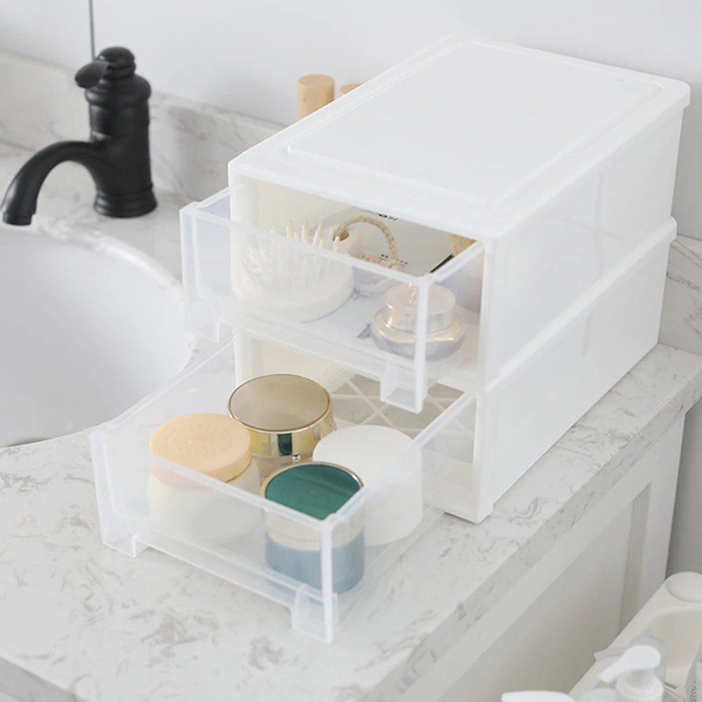 

1 set Drawer Storage Box Makeup Organizer Plastic Desktop Stackable Large Capacity Organizer for Lipsticks for Home