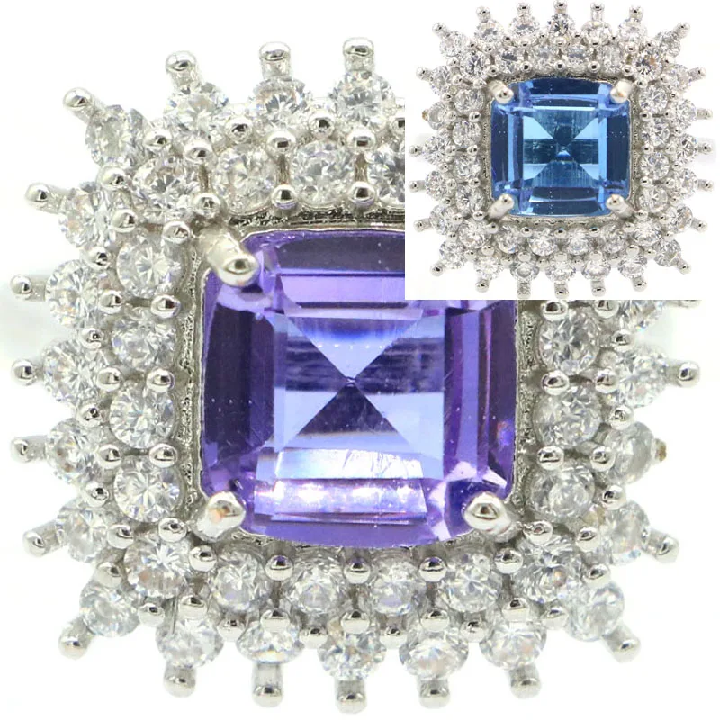 Buy 4 Get 1 Free 20x19mm New Designed Alexandrite Topaz Zultanite Rhodolite Garnet CZ Daily Wear Silver Rings