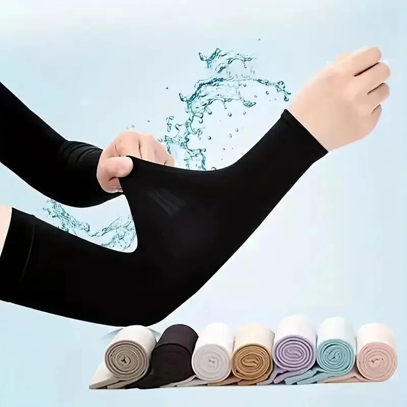 1 Par de Mangas Refrigerantes para Brazos, Protección Solar de Verano para Hombres y Mujeres, Mangas de Seda de Hielo para Ciclismo, Deportes al Aire Libre, Golf y Correr