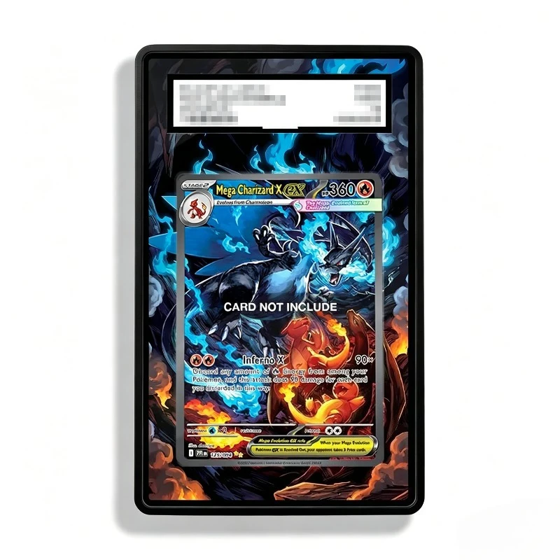Expositor de Arte para Cartas Mega Charizard X PTCG Coleção de Jogos de Anime, Estojo Protetor de Acrílico DIY Criativo para Presente e Expansão de Coleção