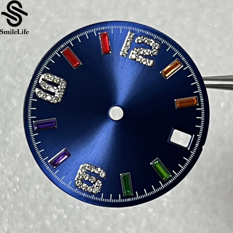 SmileLife 28.5 مللي متر NH35 مقياس قوس قزح ساعة الطلب الشمس نمط الطلب مؤشر ملون صالح NH35 ساعة يد تعمل بالحركة التلقائية اكسسوارات