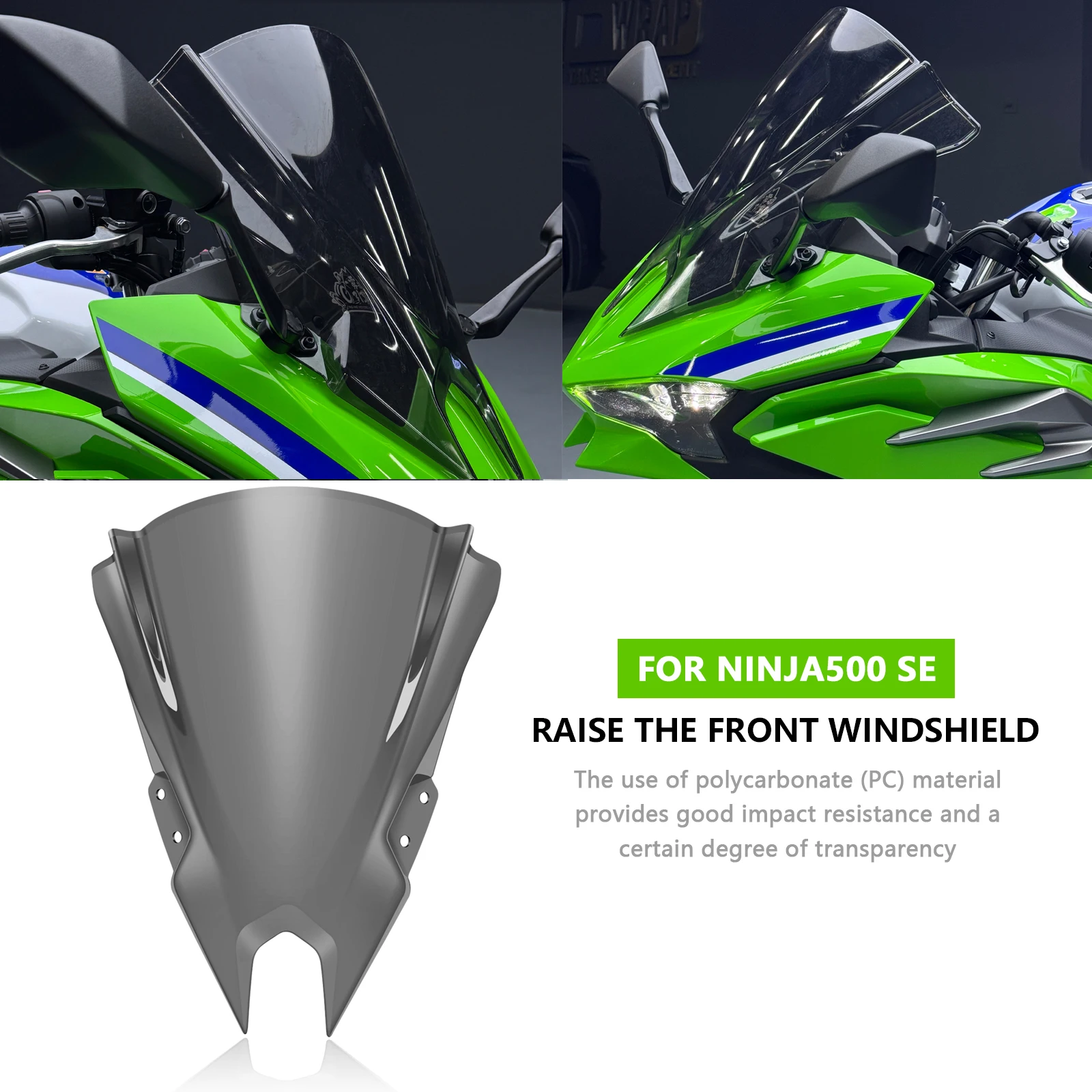 For NINJA 500 SE NINJA500 2024 Front windshield Double Bubble WindScreen Motorcycle Accessories Fairing Deflector