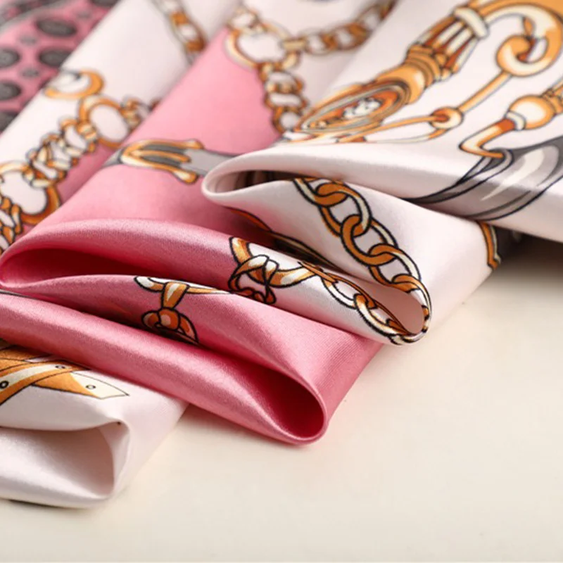 90*90 سنتيمتر المرأة وشاح حريري Foulard En الساتان الفاخرة وشاح حريري منديل محفظة الحرير مربع وشاح SJ02