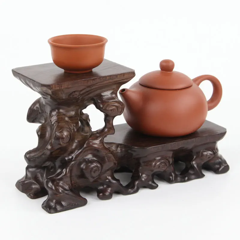 

Vintage Wooden Engraving Teapot Vase Display Stand Bonsai Statues Stone Pedestal Display Fish Tank Pedestal Flowerpot Decoration