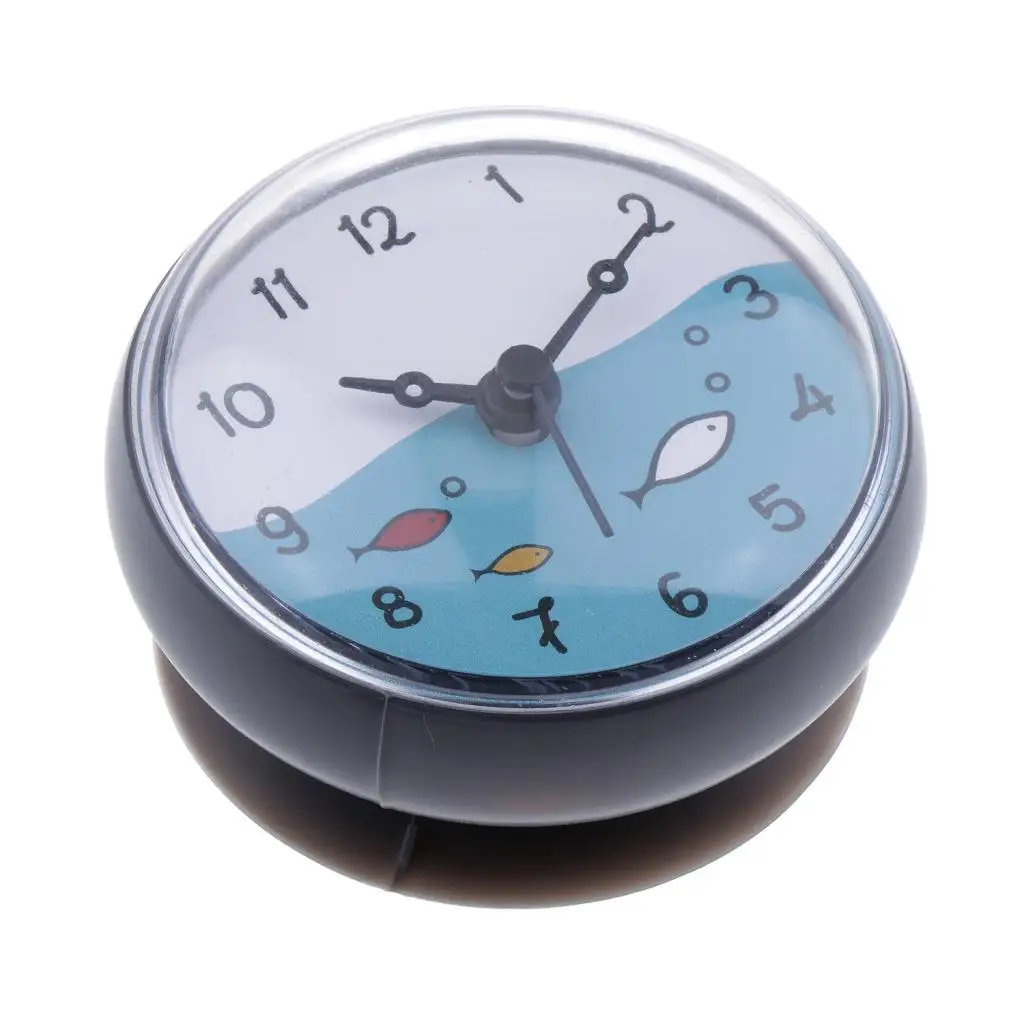 Bathroom Waterproof Clock Suction Cup Mount Mini Analog Wall Time Display for Shower and Kitchen