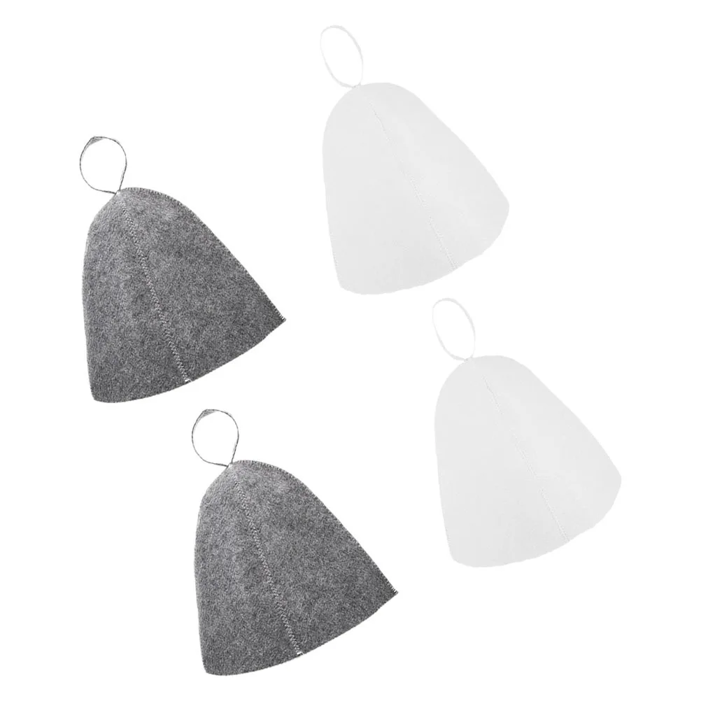 

4Pcs Felt Sauna Hat Thick Heat Insulated Bath Caps for Sauna Steam Room Absorbent Breathable Hat Men Women Steam Cap