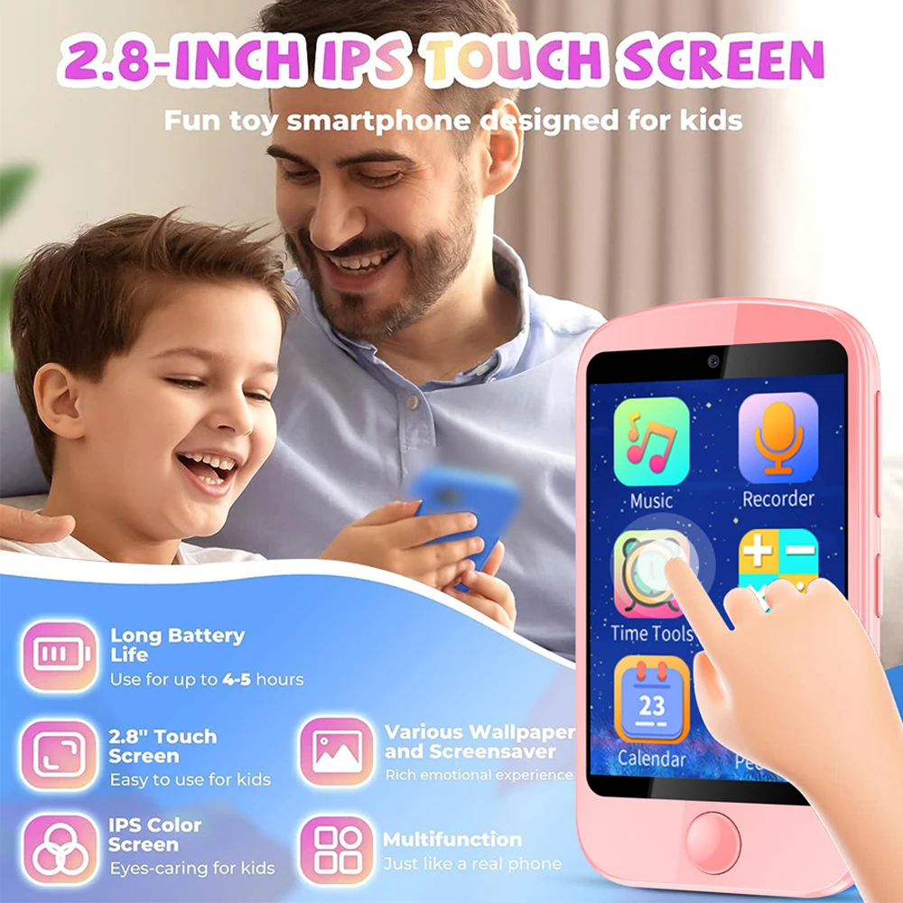 Children Smartphone 2G Camera Video Record Music Play Pedometer 19 Games Habit Tracking Girls Boys Clock Smart Watch Kids