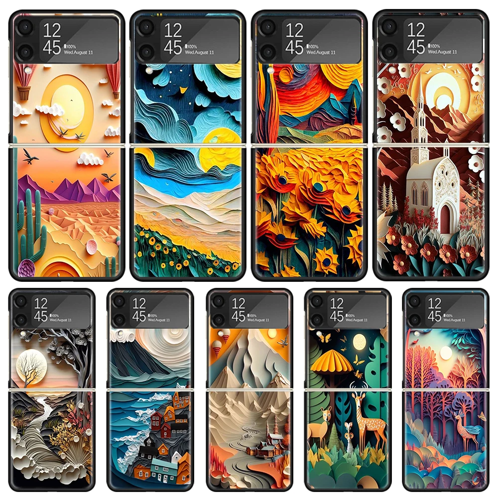 Natural Trees in Mountain Ranges Phone Case For Samsung Galaxy Z Flip3 Flip4 Flip5 Flip6 PC Shell For Z Flip 3 4 5 6 Hard Foldin